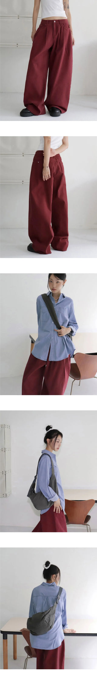 Dipping to pin tuck maxi wide pants