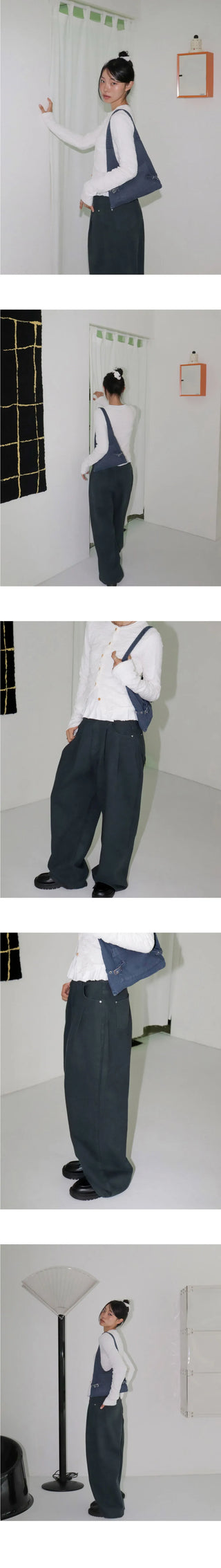 Dipping to pin tuck maxi wide pants