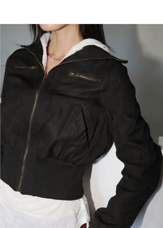 Pelo Zipper Pocket Slim Cotton Zip-Up