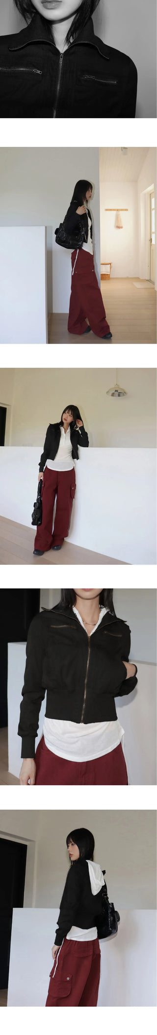 Pelo Zipper Pocket Slim Cotton Zip-Up