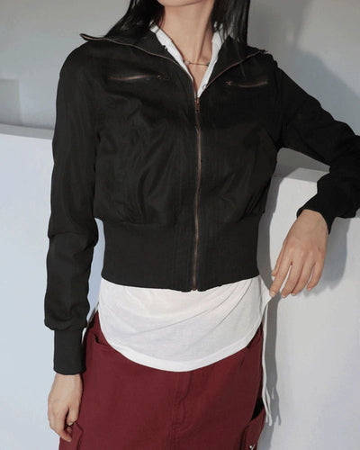 Pelo Zipper Pocket Slim Cotton Zip-Up