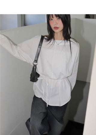BNU One Shoulder Muffler Strap Blouse Shirt