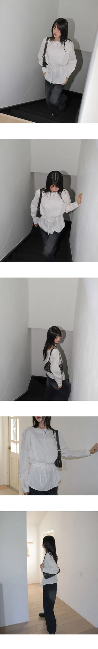 BNU One Shoulder Muffler Strap Blouse Shirt