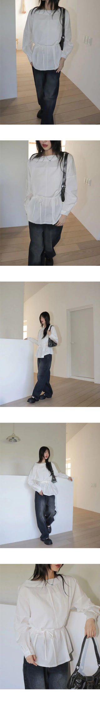 BNU One Shoulder Muffler Strap Blouse Shirt
