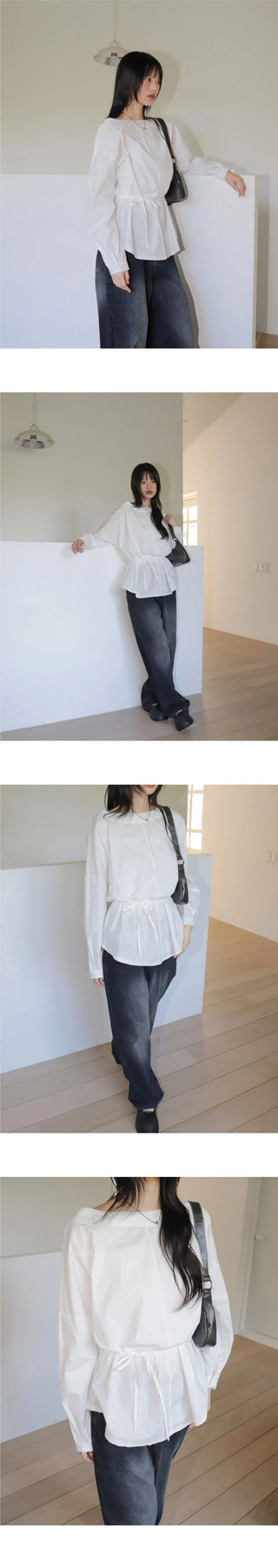 BNU One Shoulder Muffler Strap Blouse Shirt