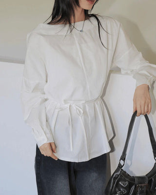 BNU One Shoulder Muffler Strap Blouse Shirt