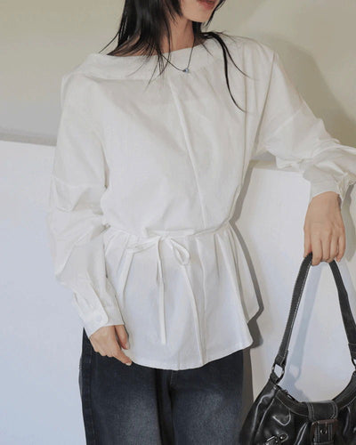 BNU One Shoulder Muffler Strap Blouse Shirt