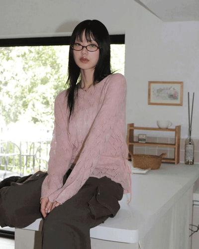 Daan Alpaca Wool Punching Frill Strap Knitwear