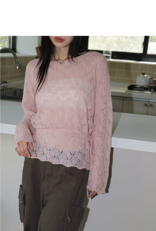Daan Alpaca Wool Punching Frill Strap Knitwear