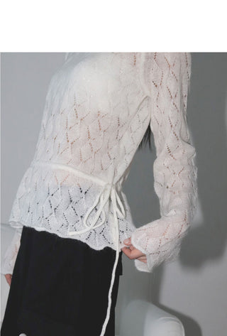 Daan Alpaca Wool Punching Frill Strap Knitwear