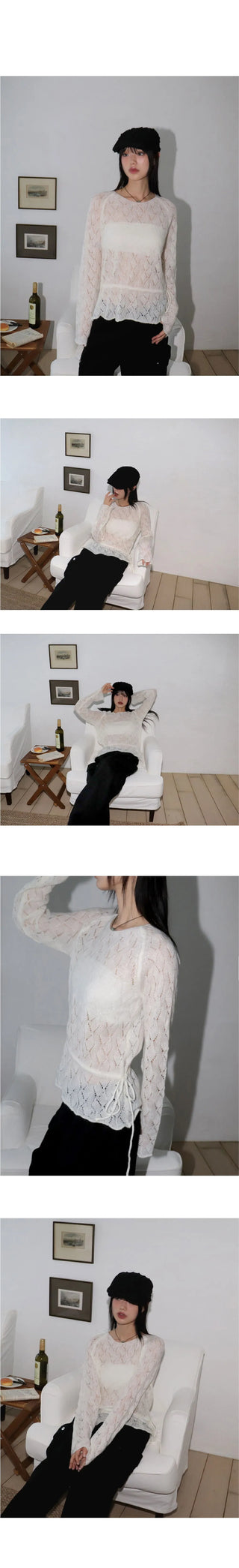 Daan Alpaca Wool Punching Frill Strap Knitwear