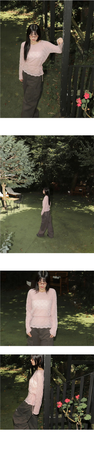 Daan Alpaca Wool Punching Frill Strap Knitwear