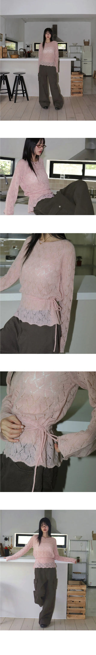 Daan Alpaca Wool Punching Frill Strap Knitwear