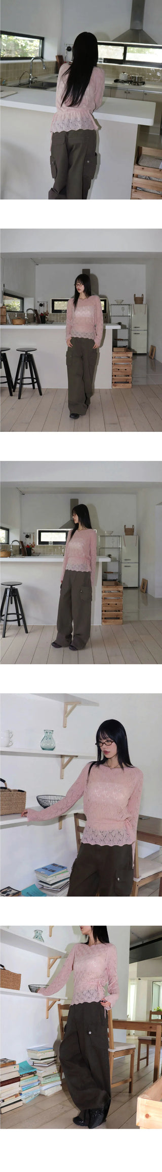 Daan Alpaca Wool Punching Frill Strap Knitwear