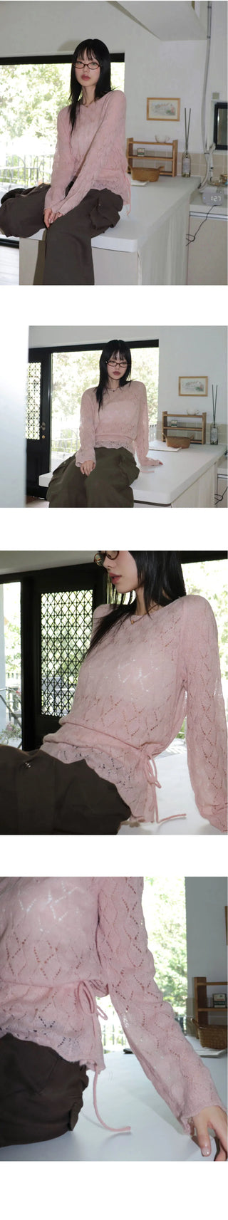Daan Alpaca Wool Punching Frill Strap Knitwear