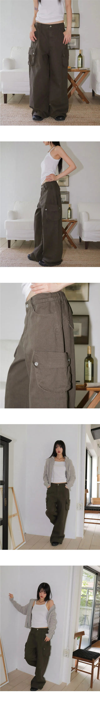 HAUVE BACKCUBE CARGO POCKET WIDE COTTON PANTS