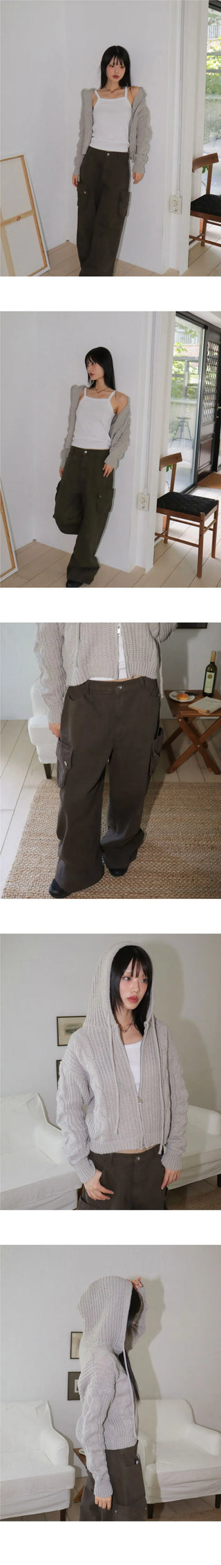 HAUVE BACKCUBE CARGO POCKET WIDE COTTON PANTS