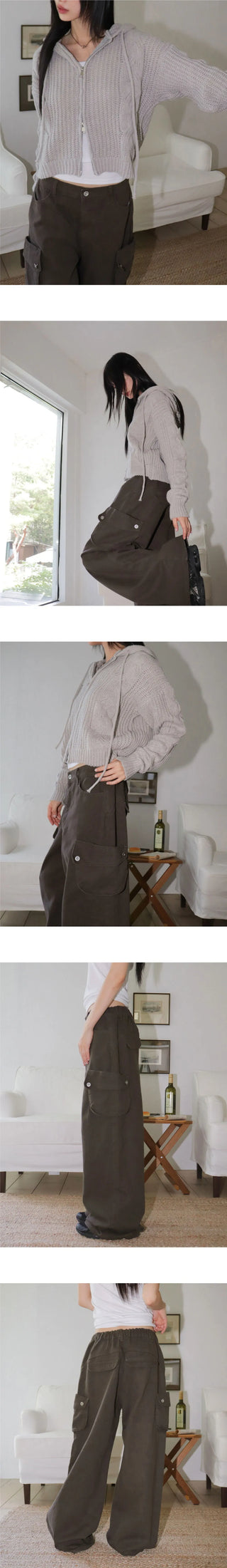 HAUVE BACKCUBE CARGO POCKET WIDE COTTON PANTS