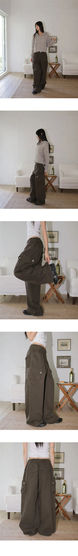 HAUVE BACKCUBE CARGO POCKET WIDE COTTON PANTS