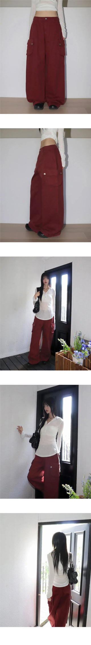 HAUVE BACKCUBE CARGO POCKET WIDE COTTON PANTS