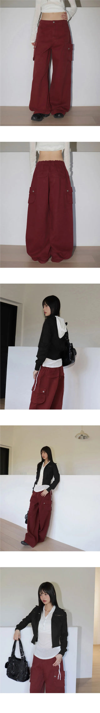 HAUVE BACKCUBE CARGO POCKET WIDE COTTON PANTS