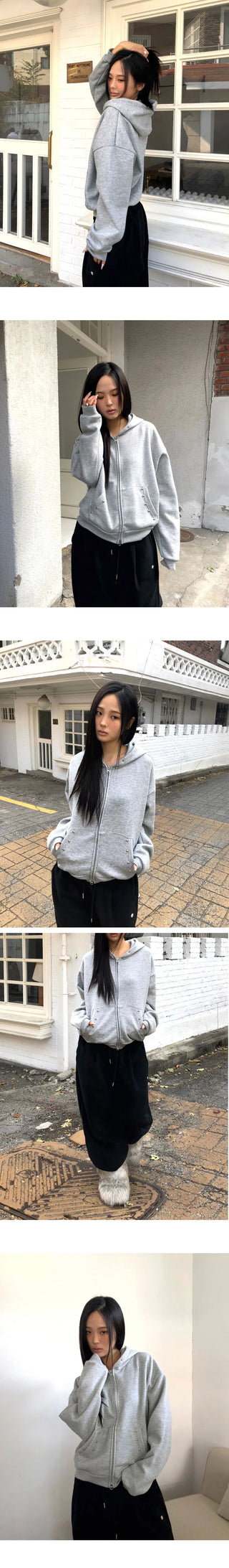 Makin Stud Two-Way Fleece Fleece-lined Zip-Up