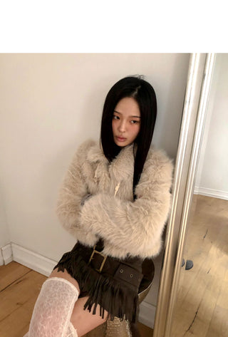 Naru Tteokbokki Button Fur Short Jacket
