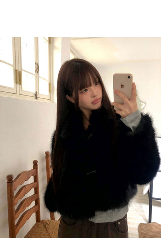 Naru Tteokbokki Button Fur Short Jacket