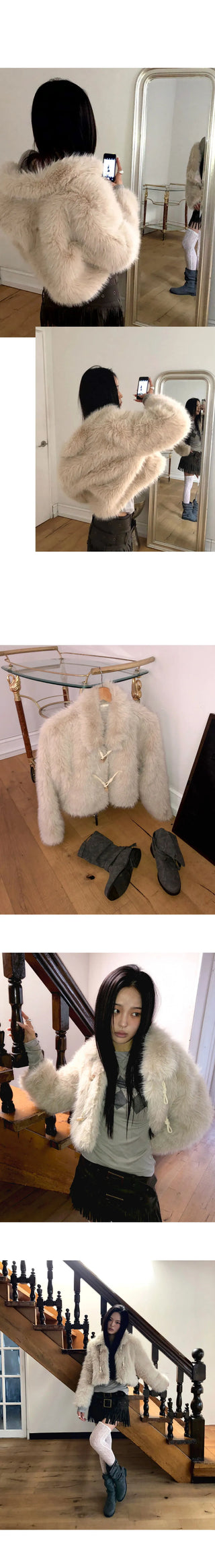 Naru Tteokbokki Button Fur Short Jacket