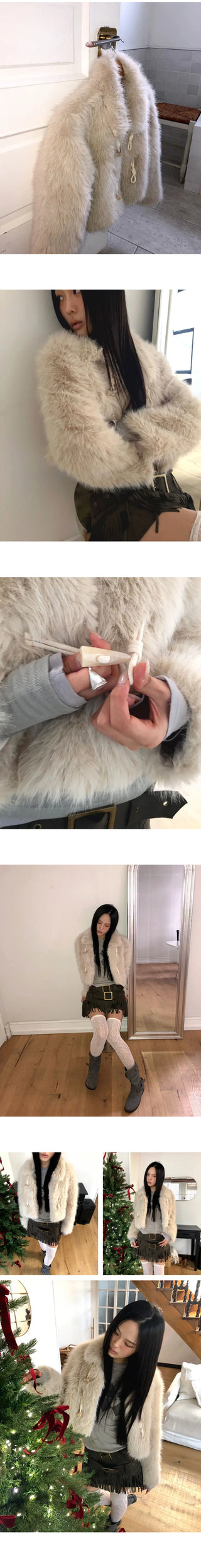 Naru Tteokbokki Button Fur Short Jacket