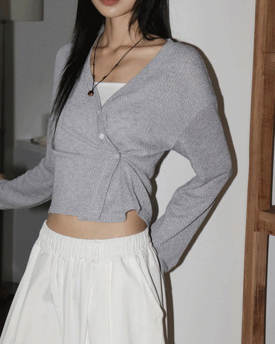 Rover Two Way Unbalanced Wrap Bubble Knitwear Cardigan