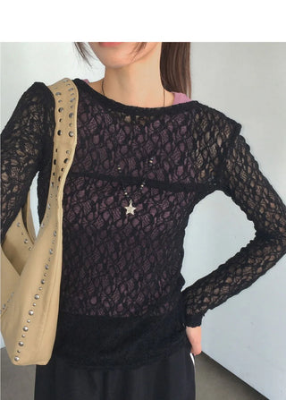 Shue Lace Sheer Layered Unisex Long Sleeve T-Shirt