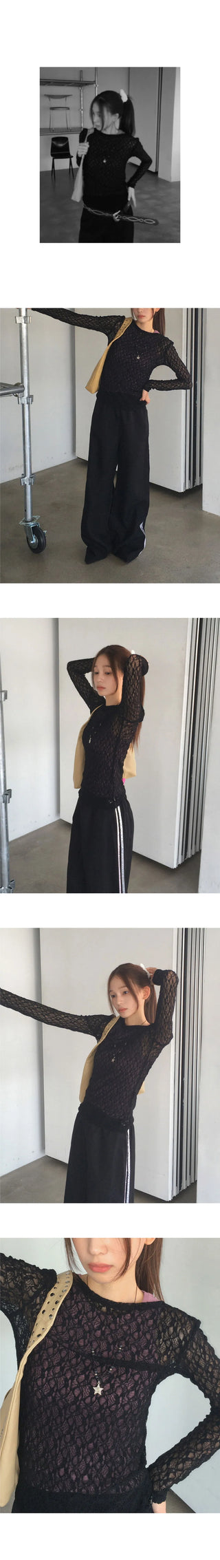 Shue Lace Sheer Layered Unisex Long Sleeve T-Shirt