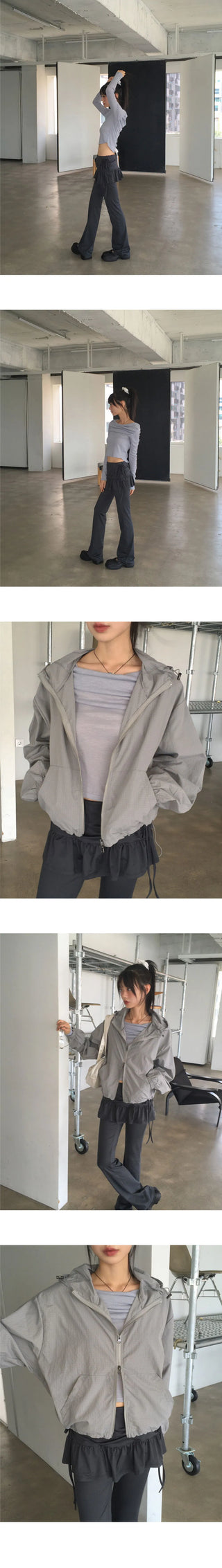Mabel shirring off-shoulder back team ribbon strap long sleeve t-shirt