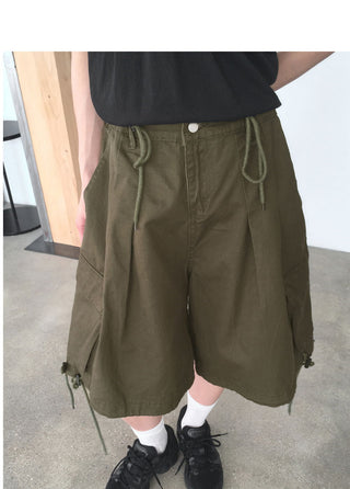 Kicks to Pintuck String Cargo 5-quarter Bermuda Pants