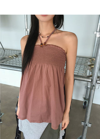 Lofit Hippie Smoke Two Way Halter Ribbon Top Blouse