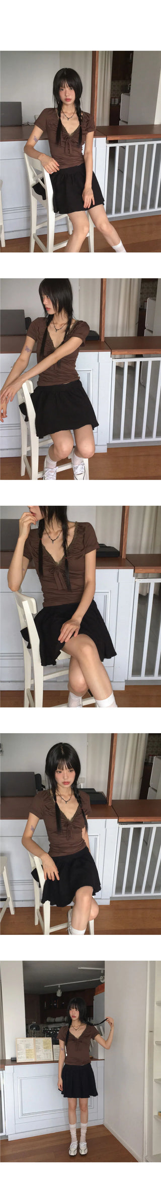 Kelney V-Neck ribbon short sleeve t-shirt