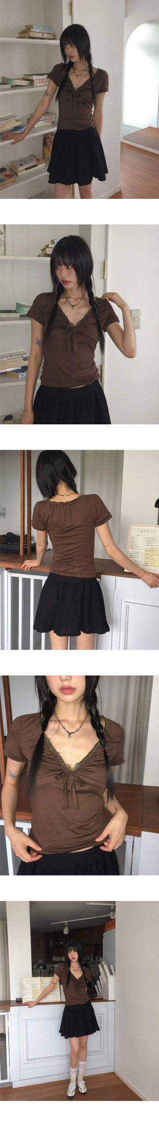 Kelney V-Neck ribbon short sleeve t-shirt