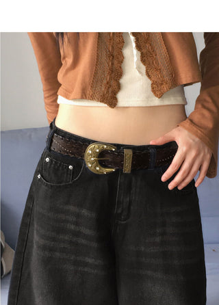Parcel Bohemian Leather Studded Wide Big Belt