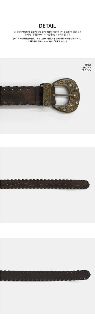 Parcel Bohemian Leather Studded Wide Big Belt