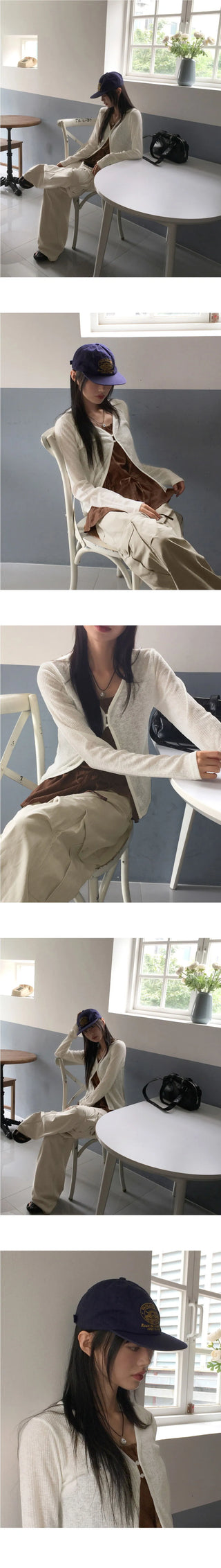 Yuju two-button linen mid-season long-sleeved cardigan