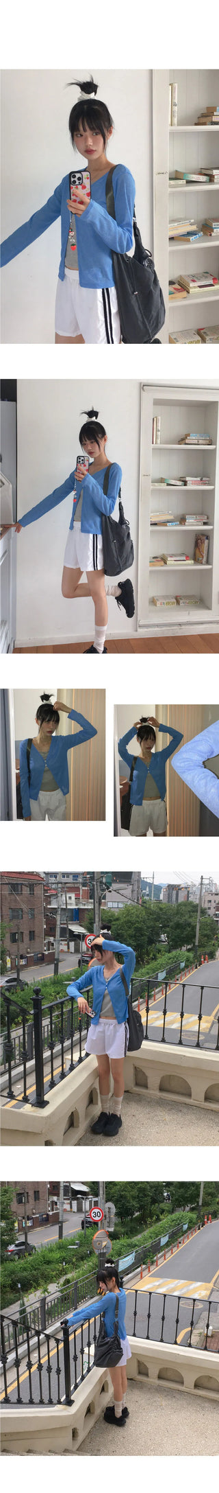 Yuju two-button linen mid-season long-sleeved cardigan