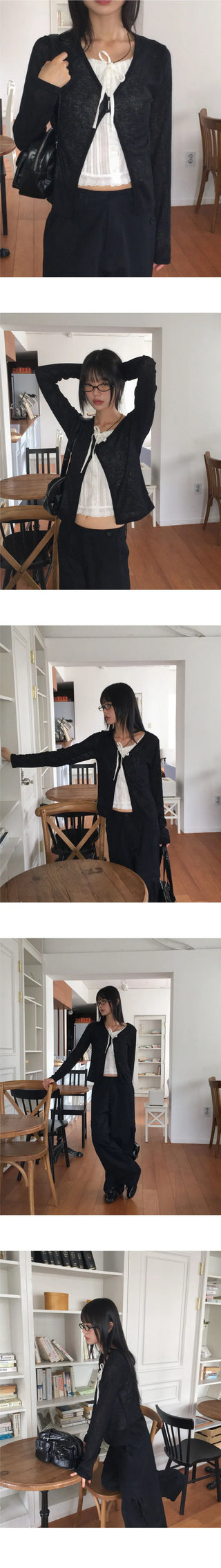 Yuju two-button linen mid-season long-sleeved cardigan