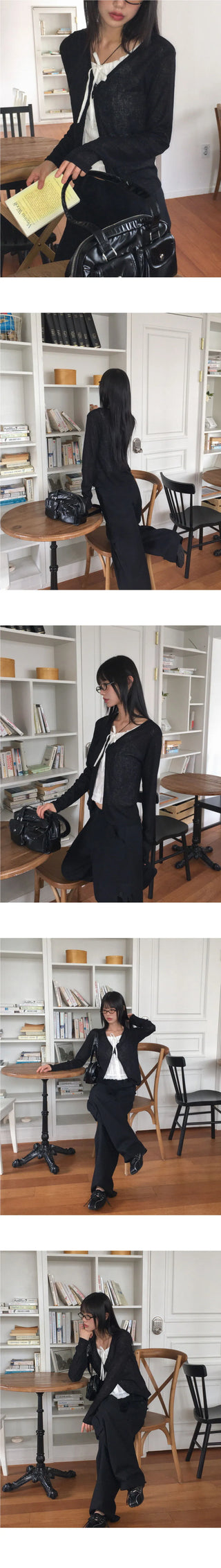 Yuju two-button linen mid-season long-sleeved cardigan