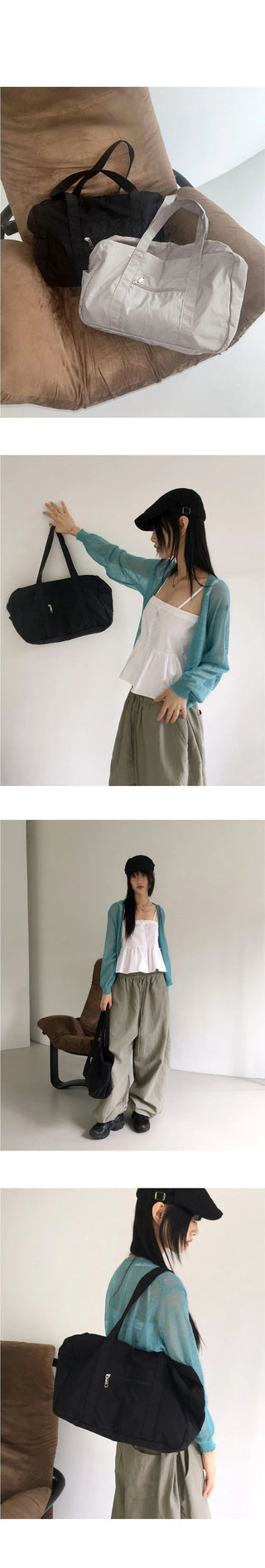 Conin Nylon Zipper Big Shoulder Bag