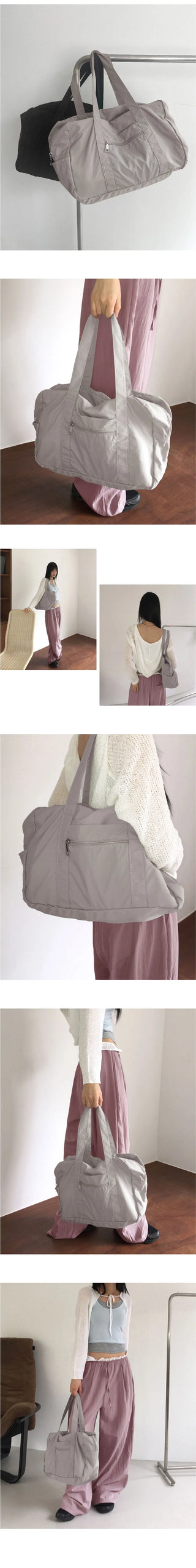 Conin Nylon Zipper Big Shoulder Bag