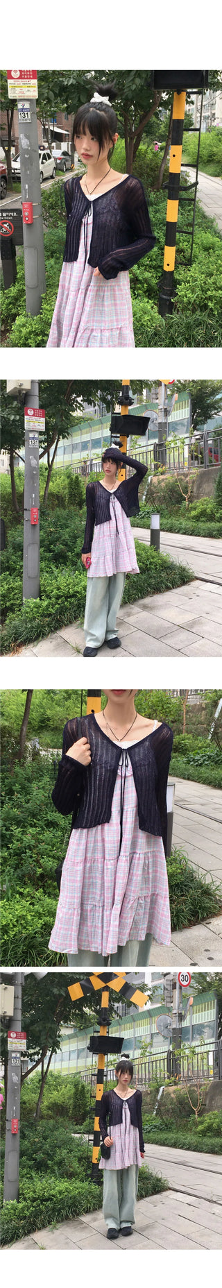 Dope See-Through Ribbed Crop Strap Bolero Cardigan