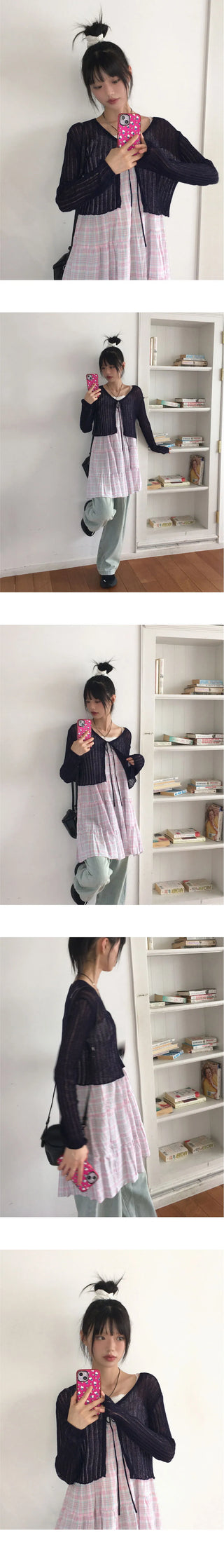 Dope See-Through Ribbed Crop Strap Bolero Cardigan