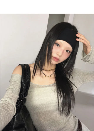 Y2K Ribbed Wide Hair Band for Yover Vacation Resort Look