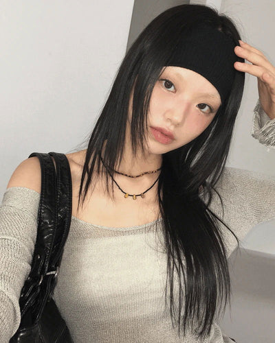 Y2K Ribbed Wide Hair Band for Yover Vacation Resort Look